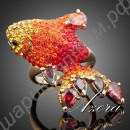 Кольцо Carp Ring for Valentine's Day 18K Real Gold Plated Multicolour SWA ELEMENTS Austrian Crystal Red